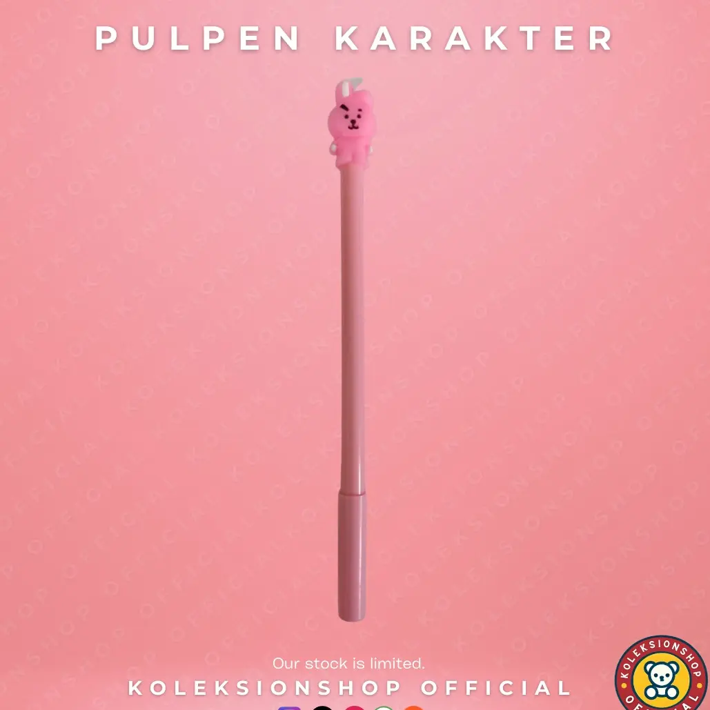Pulpen Gel Karakter Beruang Pink