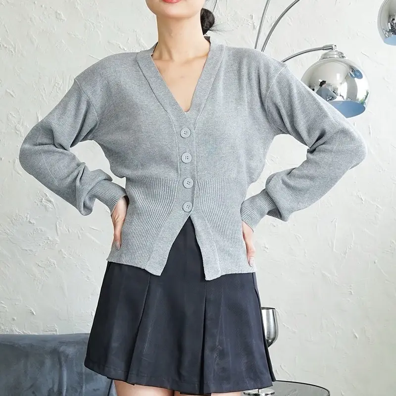MINJI PRESS BODY TOP KNIT RAMPING-WANITA-KNIT-PREMIUM-TEBAL CARDIGAN - ATASAN WANITA Knitwear Atasan Cardigan Panjang Basic Dewasa Hitam Outer 1