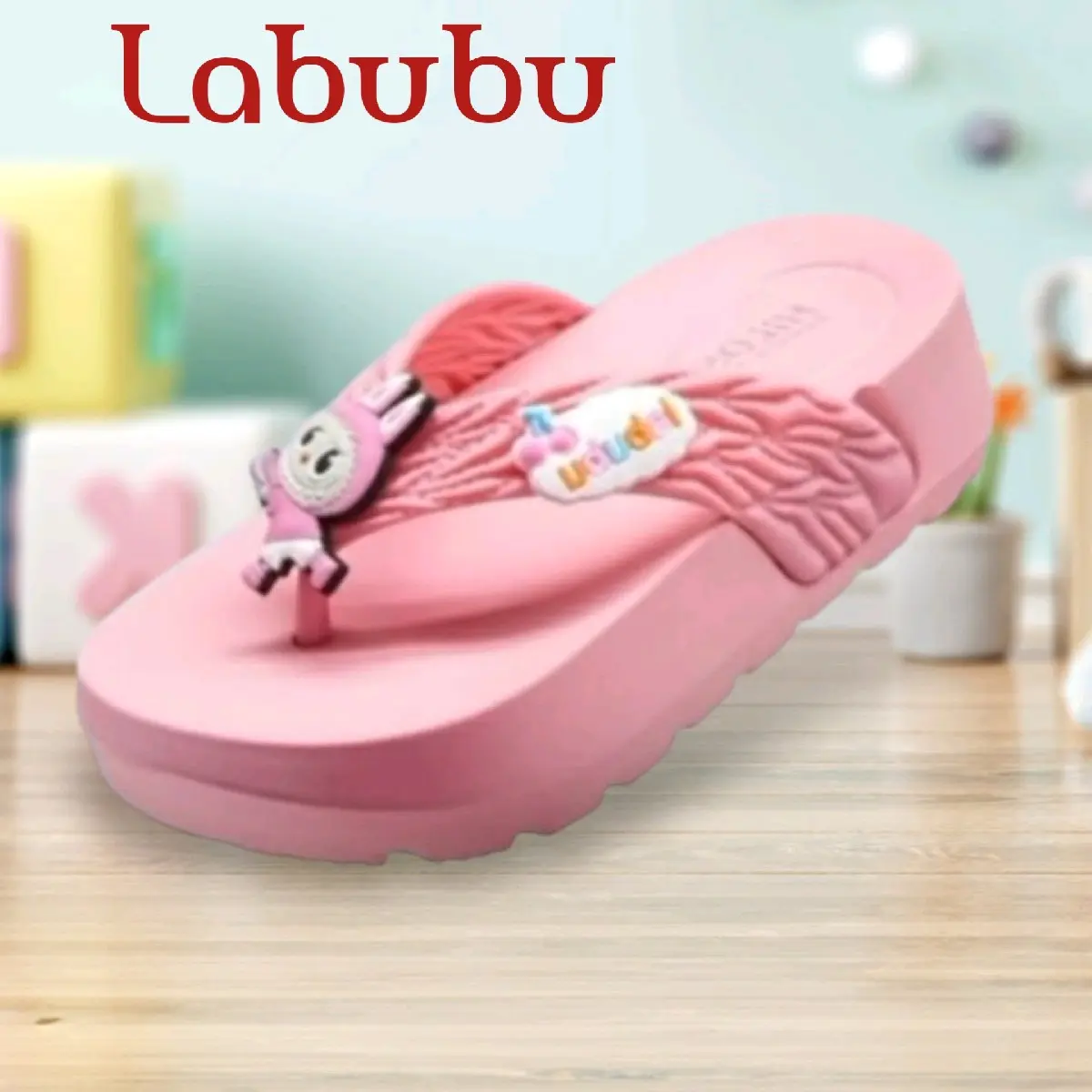 Sandal Jepit Labubu Wedges Anak Perempuan Viral Terbaru Bahan Karet Eva Empuk Ringan Nyaman Kaki Sendal Fashion Korean Style