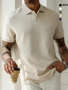 Camisa tipo polo texturizada para hombre, casual de manga corta con frente con botones para verano, ropa de moda para uso diario