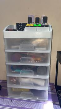 Product Review of Rak Kosmetik 5 Susun Laci Tarik Organizer Meja Rias Kamar Storage Serbaguna Plastik Putih Aesthetic Bagus from l**a 0