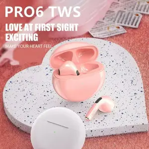 Pro 6 TWS Bluetooth Earphone Wireless Headset Noise Cancelling Earbuds with Mic Headphone Led