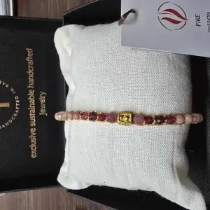 Fire Five Element Kombinasi pink adventurine, ruby, red adventurine, rose quartz Batu Semi mulia tali Gold | Gemstone semiprecious stone Bracelet for Women Aesthetic Samapura