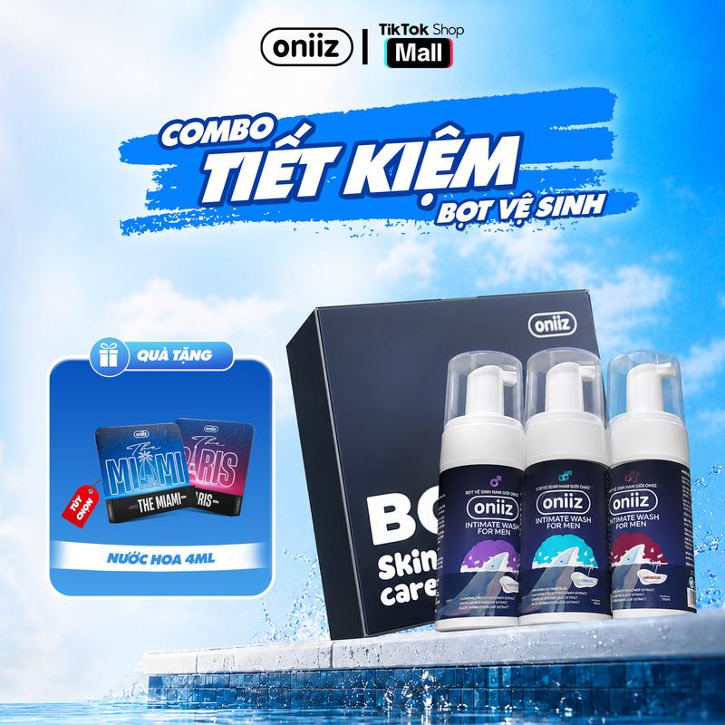 Combo Siêu Tiết Kiệm Bọt vệ sinh nam giới Oniiz, Dung dịch nam tạo bọt 100ml - Quà tặng Nước hoa nam cao cấp 4ml