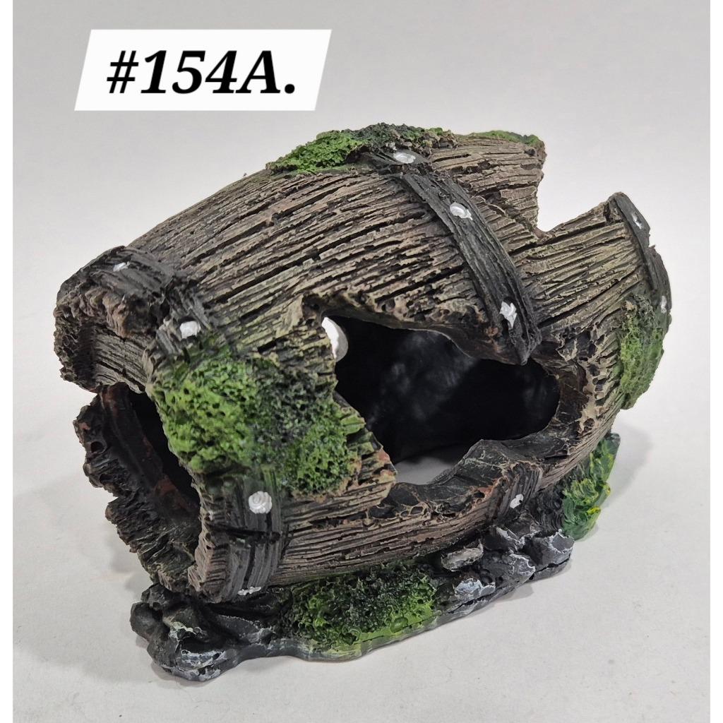 AD154A Barrel Aquarium Ornament Fish Deco Decoration Hiasan Ikan Tank Wooden Bucket Akuarium