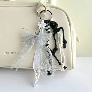 Bag Charm Ribbon Pita Renda gtTali katun Gantungan Tas Macrame Keychain Tumbler Charm Lucu Aestetik