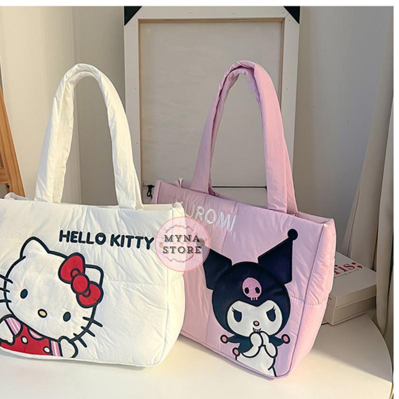 Mynastore - Tas Tenteng Sanrio Tote Bag Klip Magnet Melody Kuromi Pochacco Hello Kitty Bordir - TPS028 7