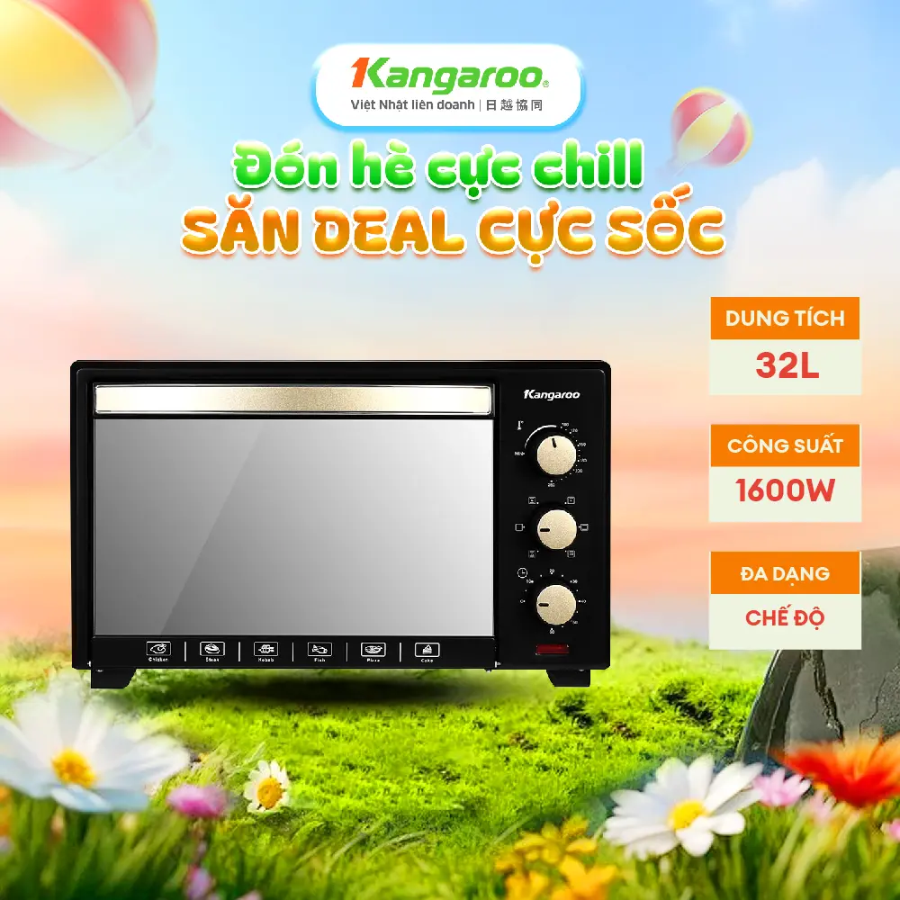 [ IH ] [ƯU ĐÃI GIỜ VÀNG] Lò nướng Kangaroo KG3201 32 lít - Công suất 1600W.