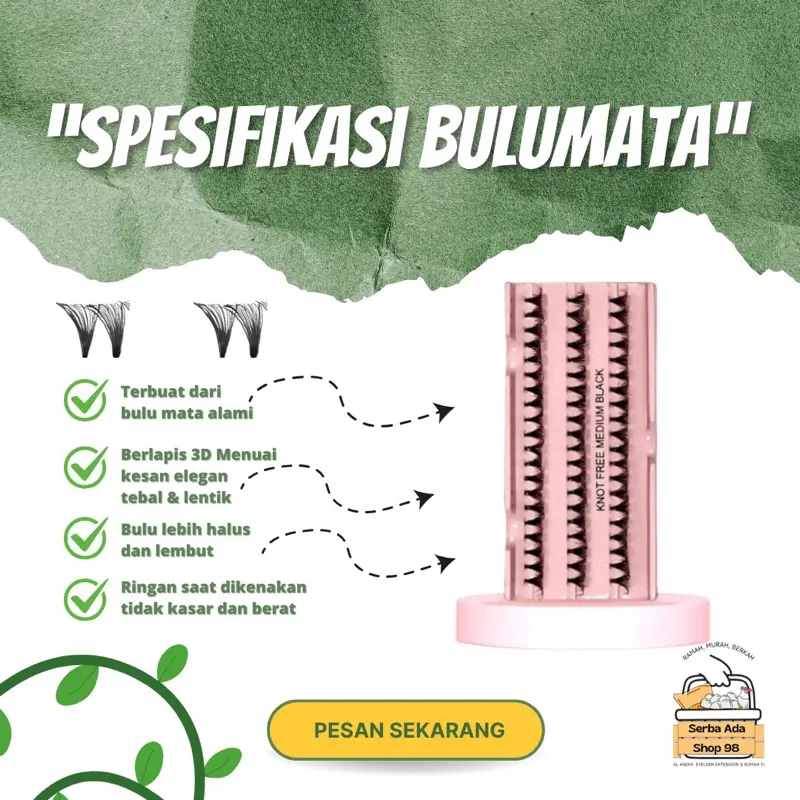 PAKET BULU MATA 2in1 KNOT FREE TEBAL DAN LENTIK LENGKAP 2in1 SIAP PAKAI - PAKET EYELASH EXTENSION EXTRA TEBAL DAN LENTIK MURAH!! 2