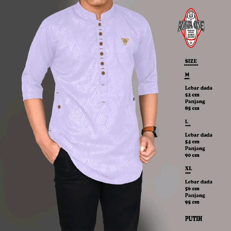 Baju Koko Kurta Pria Motif Embos Terbaru Original Anwa Terlaris Atasan Dewasa Hitam Cream Kuning Maroon Navy Muslim Nyaman Putih Lembut  Variasi Panjang Pendek Tebal Katun Kombinasi Kerah Oblong 3
