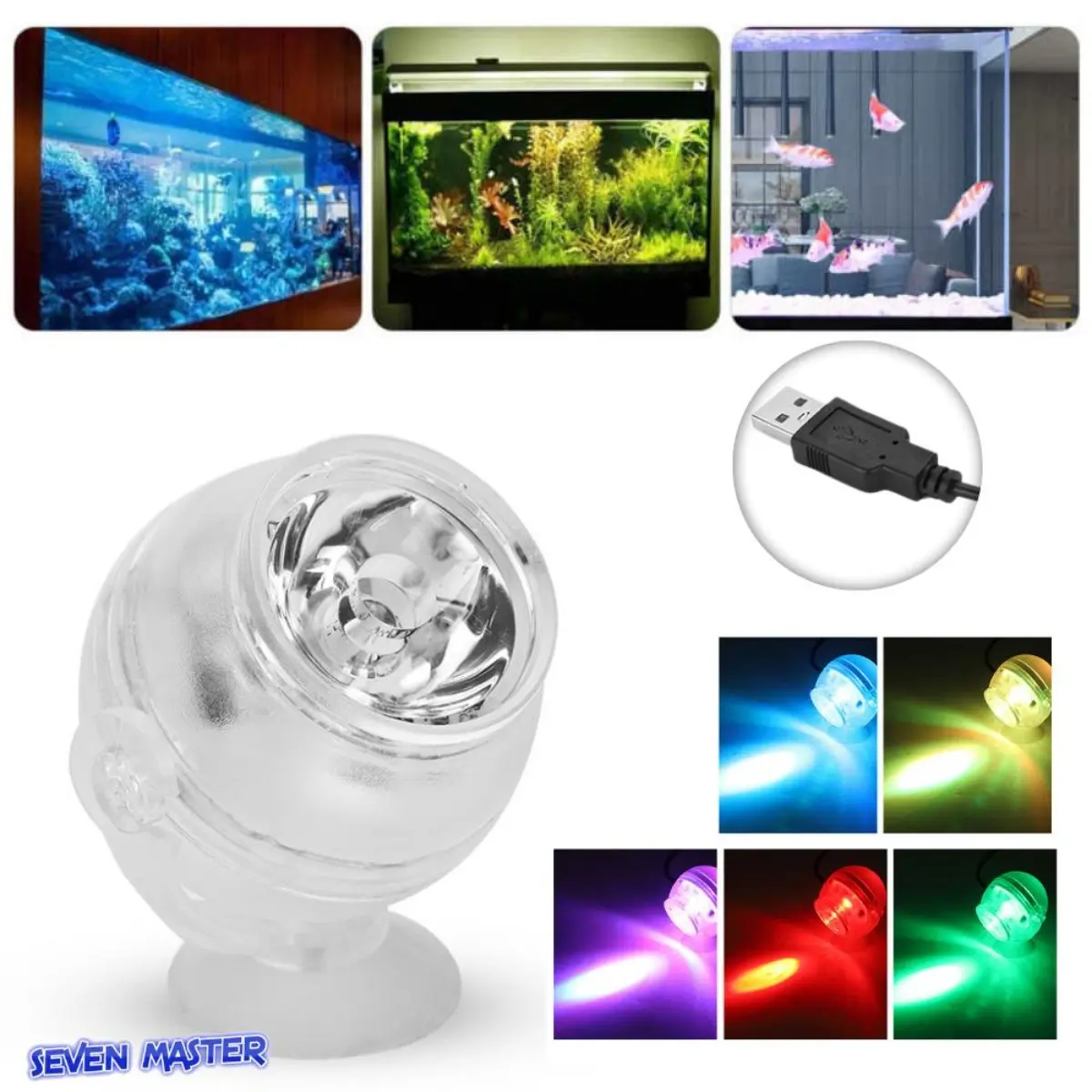 Đèn Chiếu Điểm Chống Thấm Nước, Bảy Bậc Thầy, Thích Hợp Cho Bể Cá Cá, Đèn Nhiều Màu Cho Bể Cá Rạn San Hô, Vườn, Ao Hồ, Đèn LED Chìm, Đèn Chiếu Điểm Nhiều Màu Dưới Nước