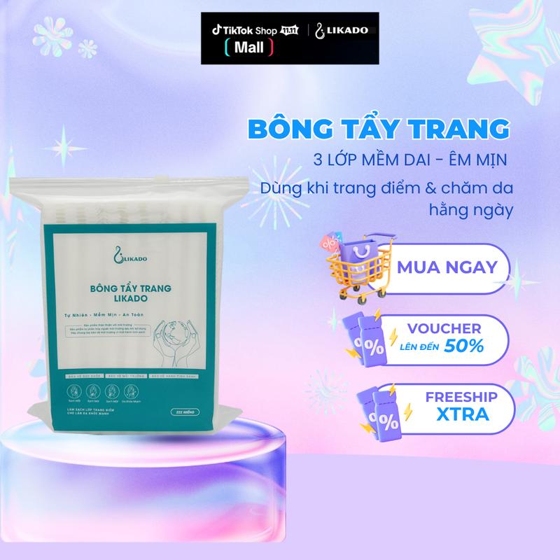  Bông tẩy trang likado 222 miếng 100% cotton kích thước 5x6cm  Cosmetic 