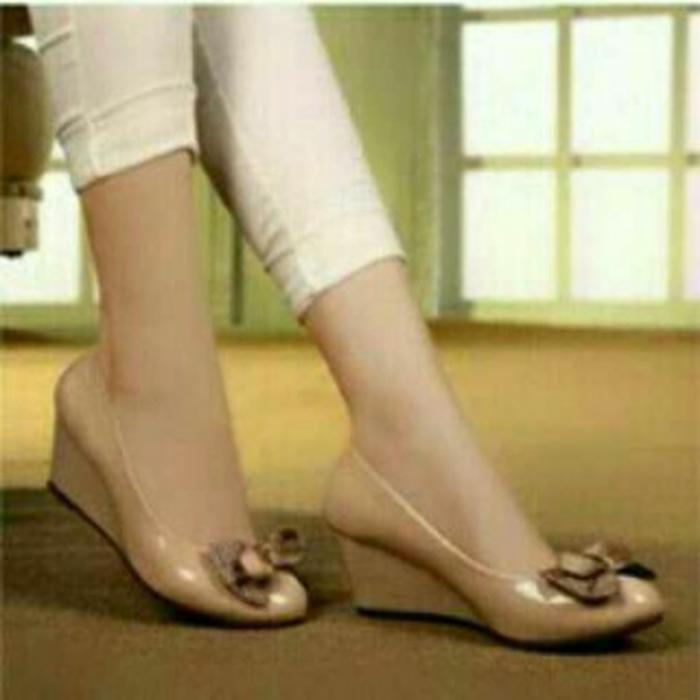 SEPATU WANITA YM WEDGES HT01 PITA POLKADOT NETWORK Heels Pesta Shoes 2