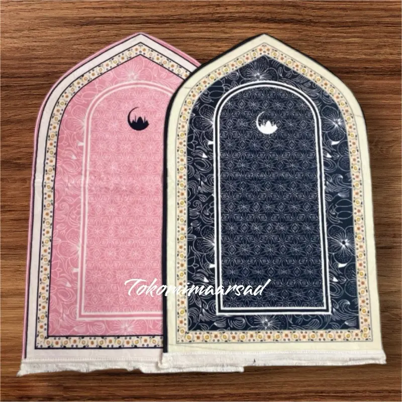Sajadah Couple Kubah Motif UK Standar 70x110cm Anti Licin Bahan Poliester Lembut Halus Nyaman Hitam Putih untuk Hantaran Couple Viral Haji Muslim