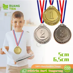3pcs Medali Logam Medali Penghargaan Warna Emas Perak Perunggu Anak Souvenir Kompetisi