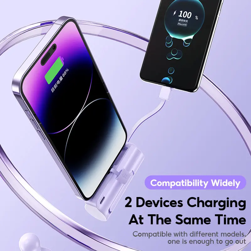 Power Bank Wireless Mini 5000mAh Powerbank Awet Tahan Lama Lightning/Tipe C 5V/2A Fast Charging Pengisian Cepat Baterai Pengisi Daya Portabel Untuk iPhone dan Android Bank Daya Original Asli Terbaik Power Bank 5000mAH /charger iphone/Charger fast charging 2