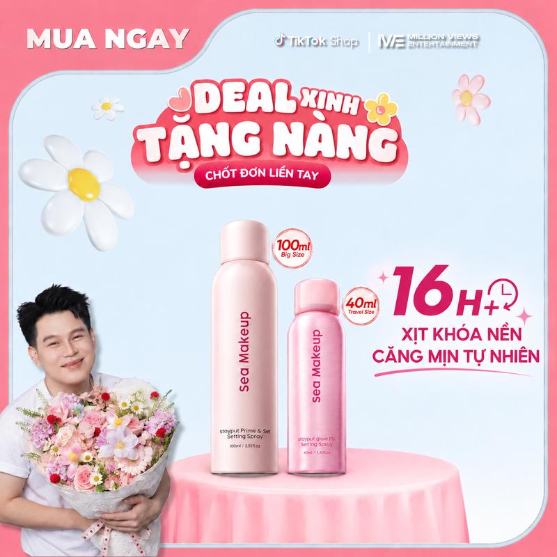 [Long Chun×Sea Makeup] Xịt khoá nền Sea Makeup Hỗ trợ cố định lớp trang điểm dưỡng ẩm lâu trôi và hiệu quả lì mịn 100ml/40ml