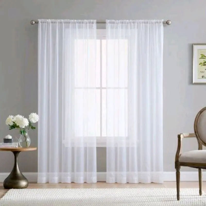 Gorden Vitrase Putih Model Serut Transparan Lembut Desain Simpel Anggun Cocok untuk Ruangan Mewah & Simple Curtain