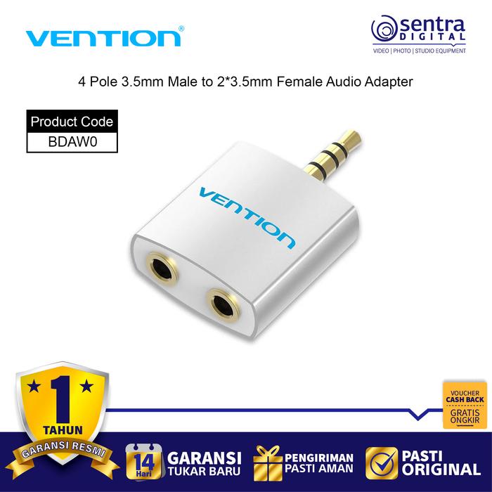 Gambar Vention Spliter Adapter Audio Jack 3.5mm Male to 2 Female for Earphone Without Microphone - BDAW0 dari Sentra Digital Kota Surabaya Tokopedia