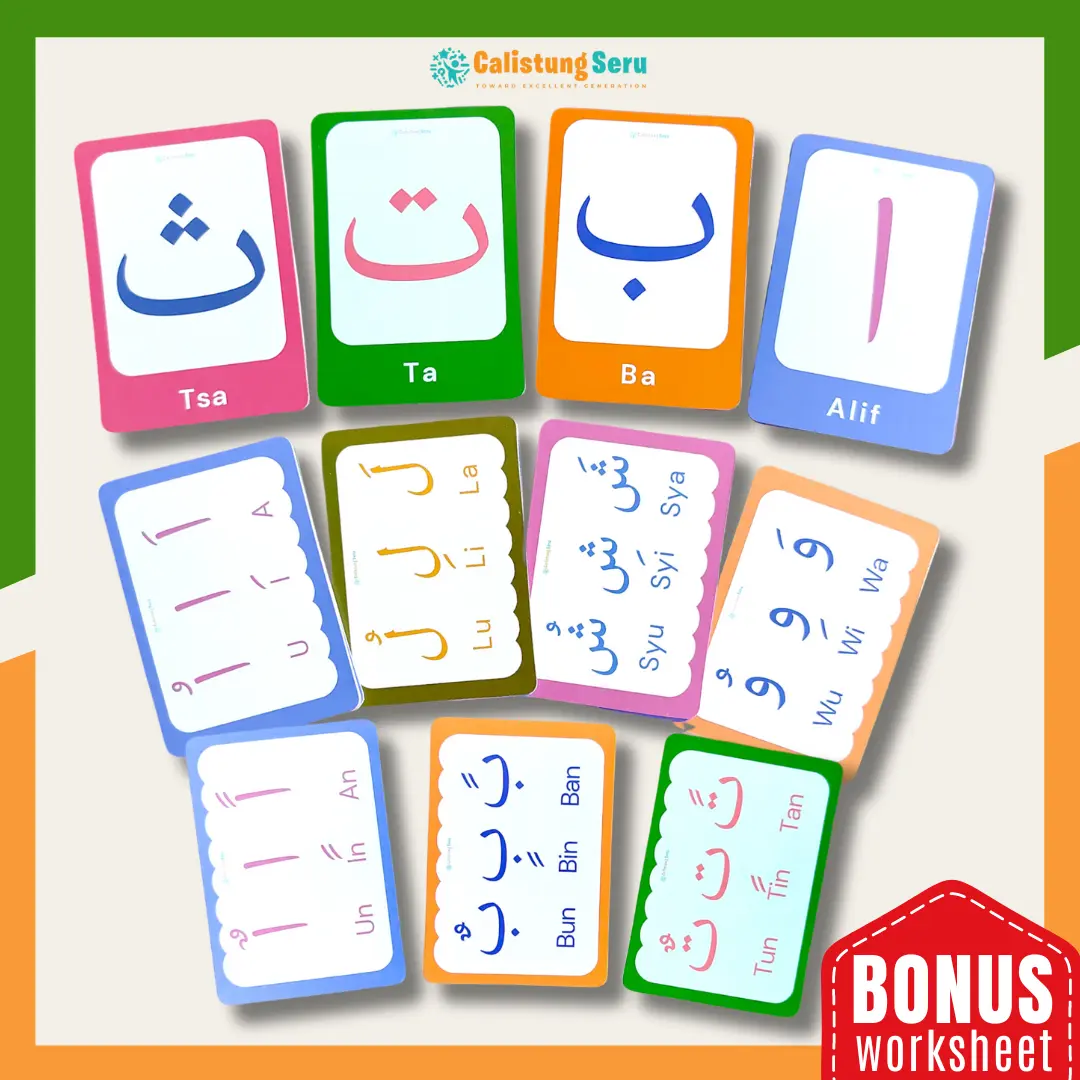 Flash Cards Huruf Hijaiyah Harokat Tanwin Mainan Edukatif untuk Anak Belajar Membaca Al-Quran Kartu Edukasi