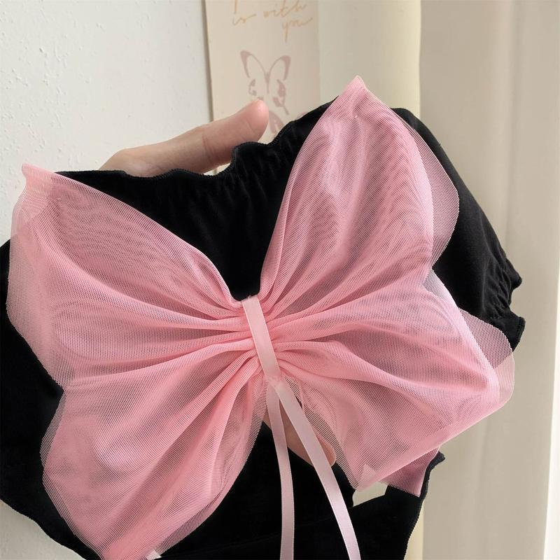 Quần Lót Ren Cotton, Phong Cách Gợi Cảm, Dành Cho Nữ, Màu Đen, Cạp Thấp, Nơ Màu Hồng Ngọt Ngào Thiết Kế Dễ Thương Khoét Lỗ, Thoáng Khí Và Thoải Mái, Thích Hợp Cho Bé Gái, Đồ Lót 2