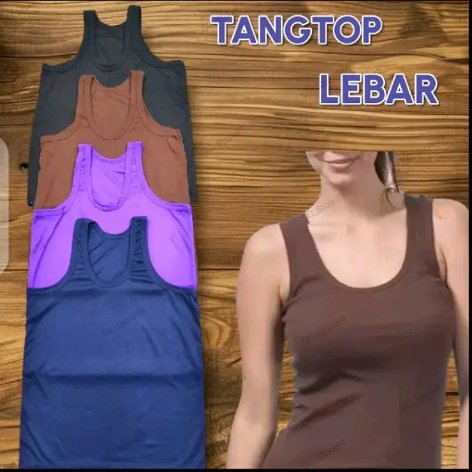 tank top lebar bahan spandek Singlet Wanita Sport Cewek 0