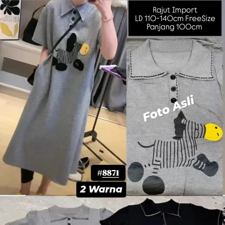 8871 DRES KNIT PREMIUM IMPORT POLOS KUDA KANCING AKTIF WANITA 4