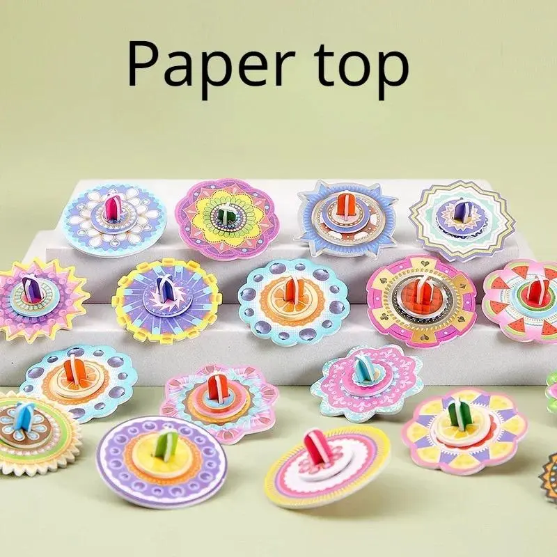 New Children 3D Three-dimensional Puzzle Gyro Toy Wholesale Kids Early Education Puzzle Assembled Spinning Finger Gyro Toys