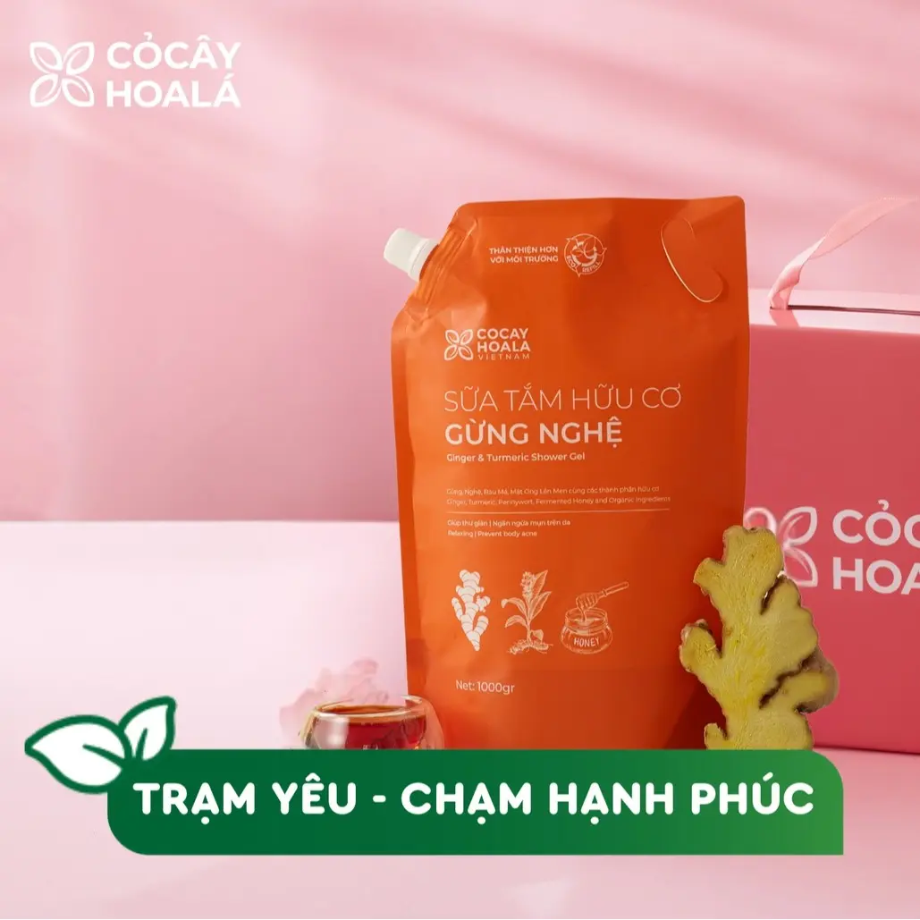 Sữa Tắm Thảo Dược Hữu Cơ Gừng Nghệ Cỏ Cây Hoa Lá Việt Nam - Dành riêng cho Mẹ Bầu, Mẹ Sau Sinh