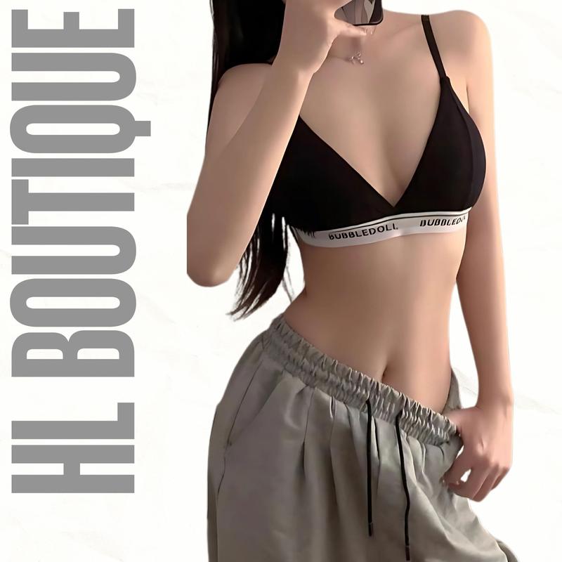 Top Áo Bra Nữ 2 Dây Cotton Cài Sau, Áo Ngực Mút Mỏng Tháo Được, Khoét Ngực HL BOUTIQUE B3009 Women Kem Trắng