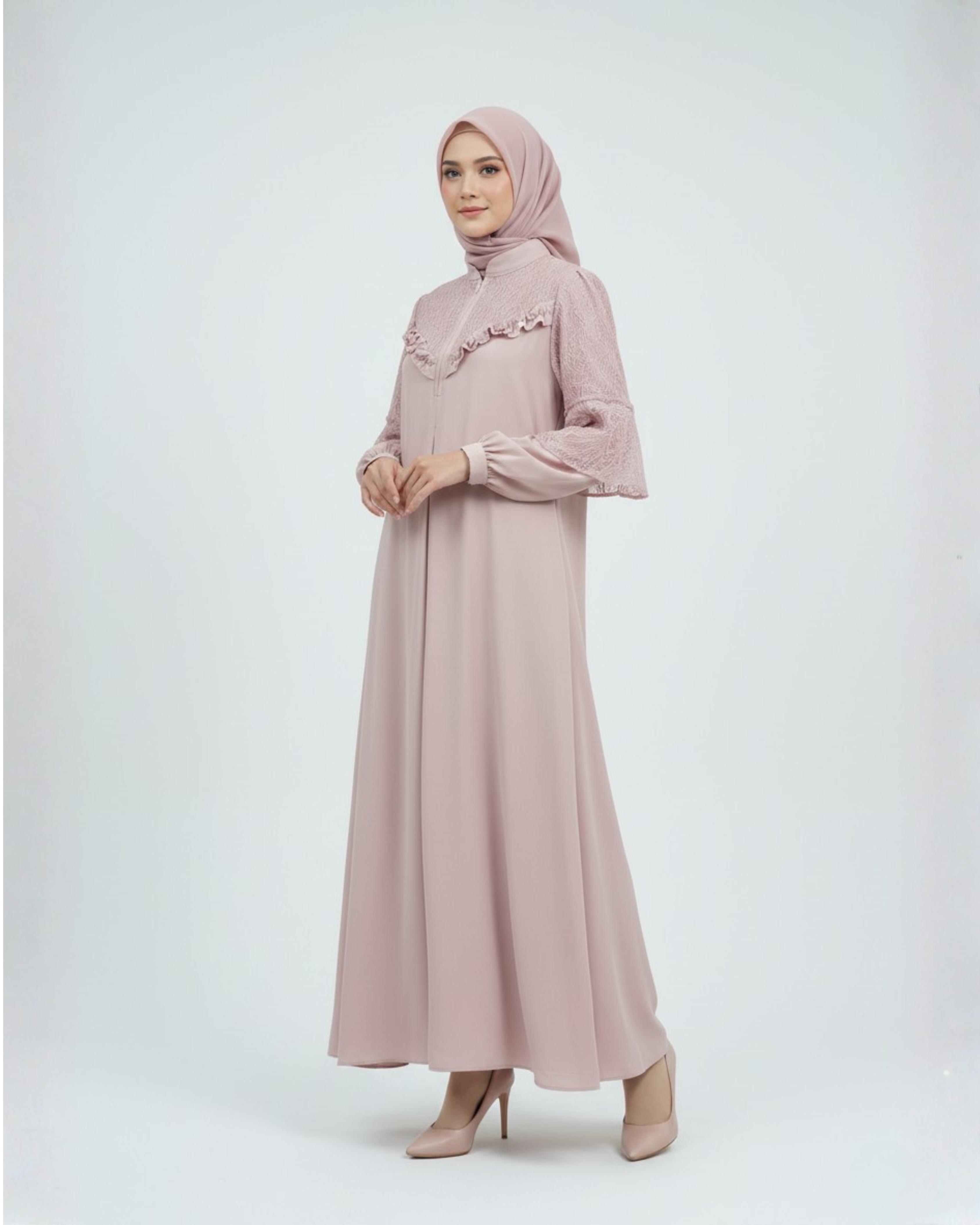 dress Anti UV Mix Brokat Cantily – Baju Wanita Dewasa Kain Soft Lembut Variasi  Cantik Formal gamis lebaran mewah busui friendly