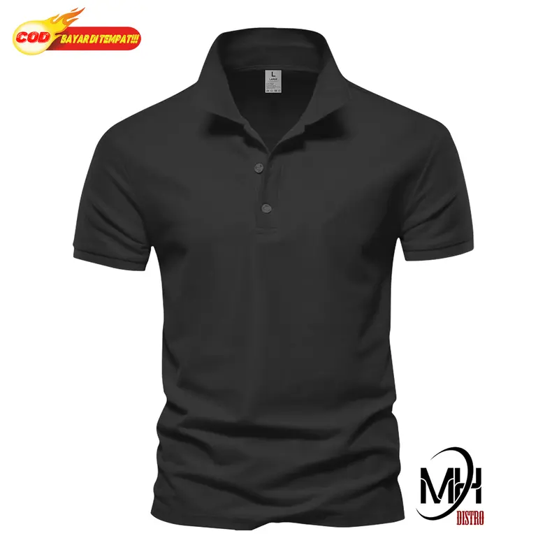 MAHA DISTRO - Kaos Polo Shirt Polos Kerah Abu Tua Lengan Pendek Kaos Kerah Pria/wanita Unisex 0