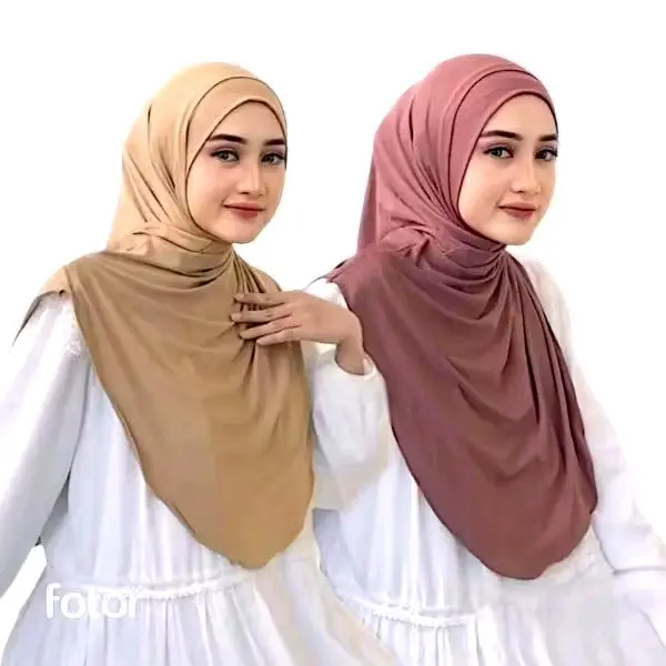 Hijab Instan Syar'i Malay Jersey Premium Bergo Panjang Wanita Muslim - Lembut, Nyaman kerudung  oval Cantik 2