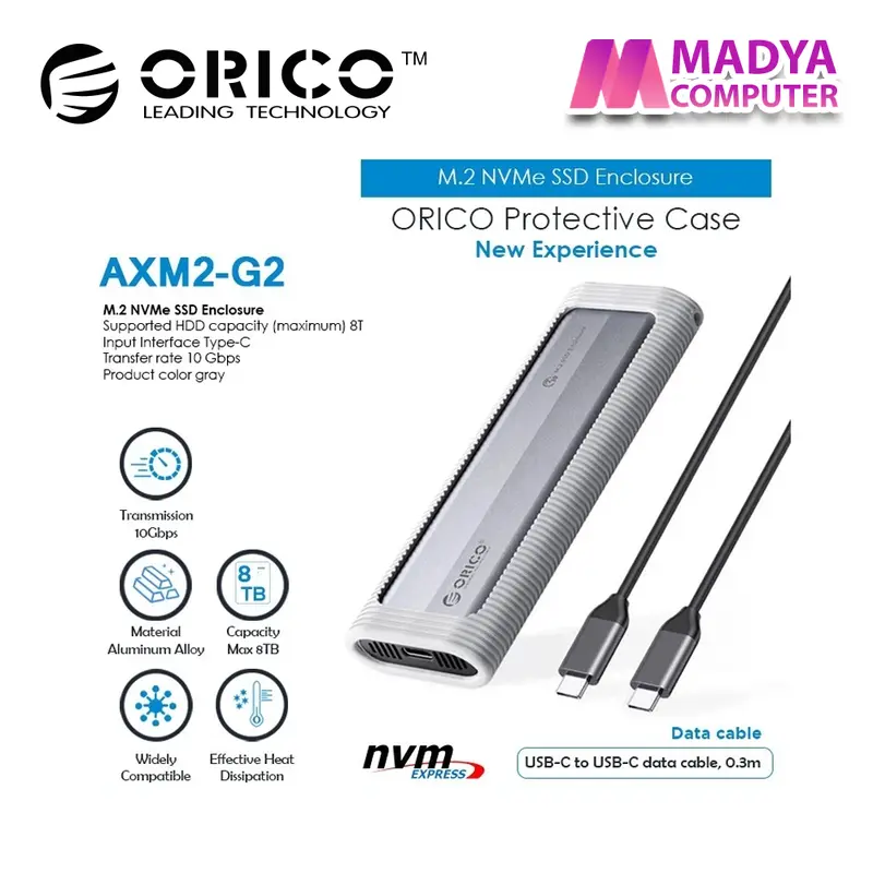 ORICO AXM2-G2-V1 Case External SSD M.2 2280/ 2242 Nvme Enclosure with Silicone Protective Case