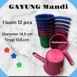 1 LUSIN 12 PCS GAYUNG MANDI PLASTIK TEBAL KUAT MURAH Baskom