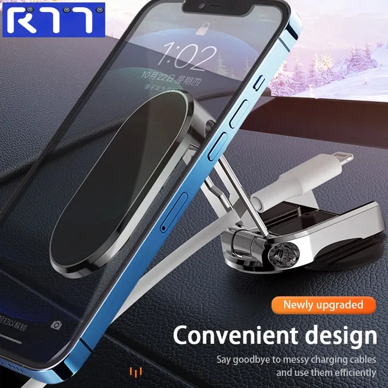 Giá Đỡ Điện Thoại Di Động Từ Tính RTT Cho Xe Hơi, Có Thể Gập Lại Và Xoay 360 °, Giá Đỡ Điện Thoại Di Động Từ Tính Mạnh, Đế Điện Thoại Di Động, Phụ Kiện Xe Hơi 3