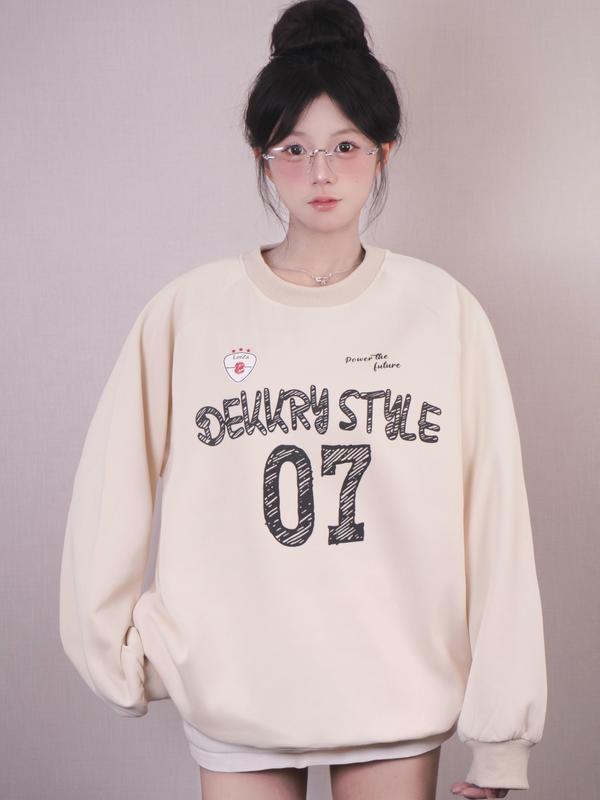  LEEZA - Áo Sweater In Số 07 DEKKRY STYLE 2 Da Cotton Nam Nữ Form Rộng 10.03 Phong Cách Đơn Giản Thời Trang áo  nỉ  sweater 