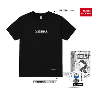 RIZZBEAR Kaos Distro Lengan Pendek Original Logobox 493 T-Shirt Black