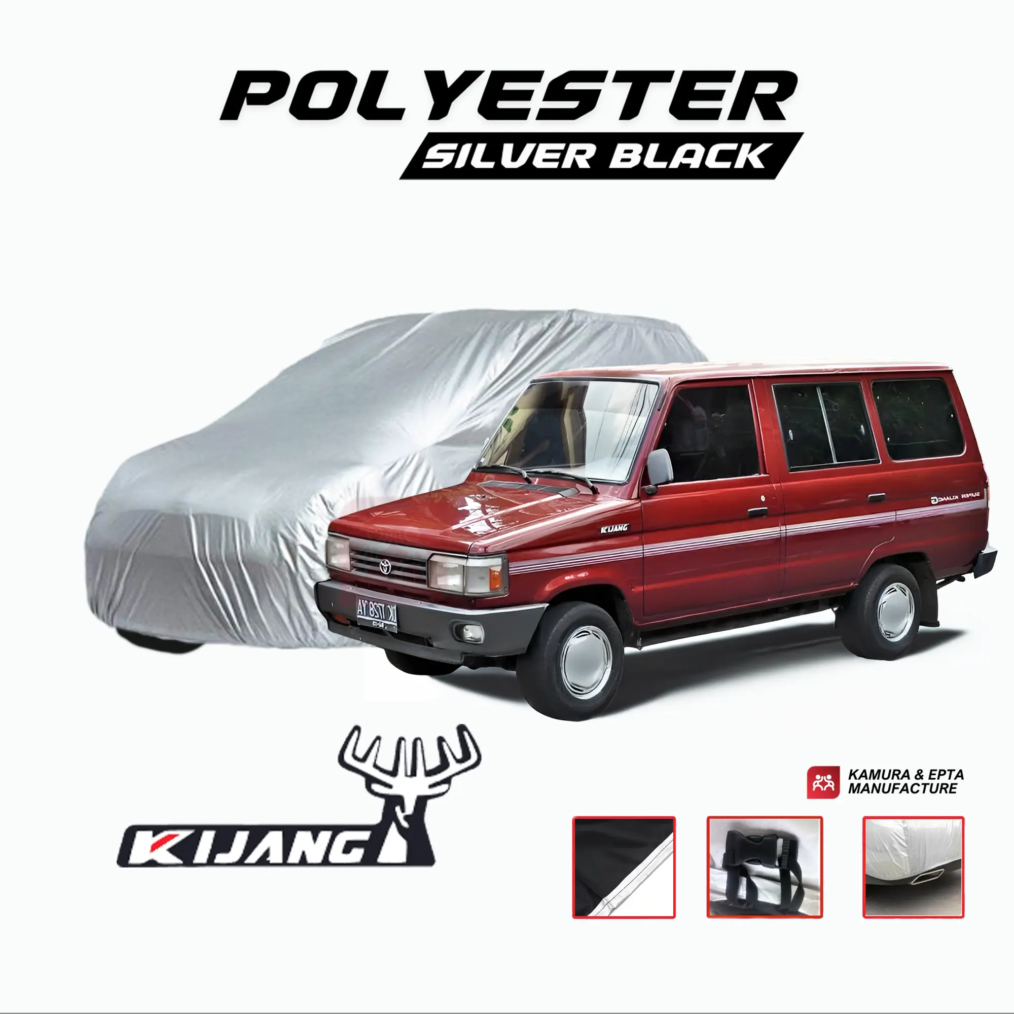 Sarung Mobil KIJANG LAMA LONG & SHORT – Polyester Car Cover Waterproof, Proteksi UV & Anti Panas, Karet Pengait Kendaraan