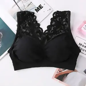 Women Sexy Lace Bra Seamless Wireless Push Up Running Sports Paded Bra Cozy Chest tube Top bralette Vest