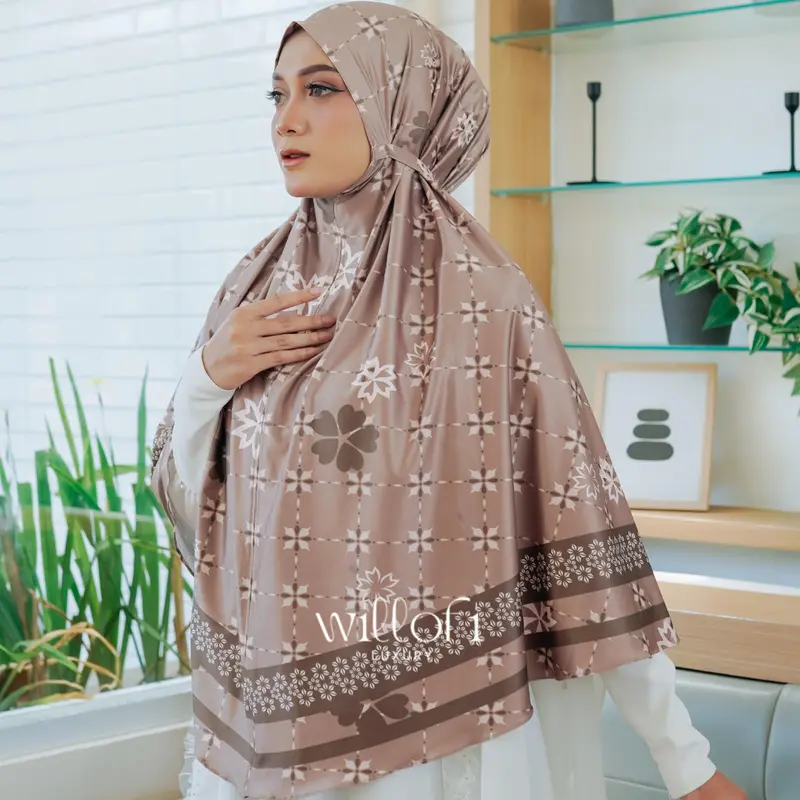 [Gratis Scrunchie & Baby Gold] Willofi - Hijab Instan Bergo Tali Non Pad Jumbo Motif Alamanda Khimar Simple Muslim Dewasa 3