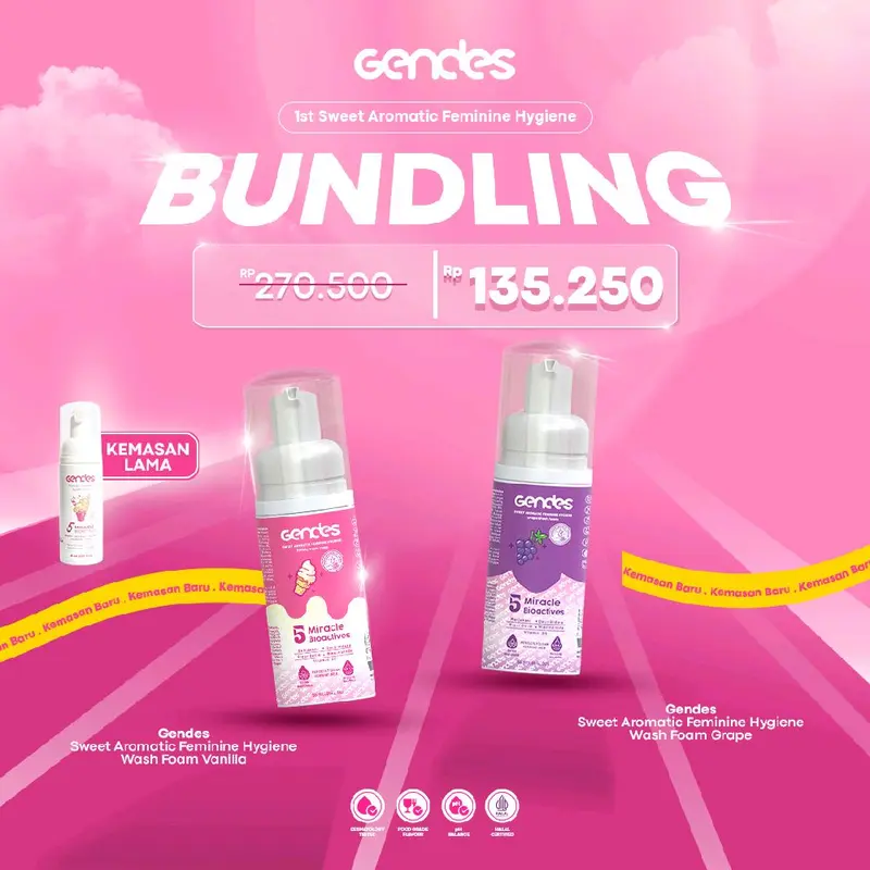 Gendes Bundling 2 Pcs Wash Foam Sweet Aromatic Dengan Variant Vanilla, Bubble Gum, Mango, Grape dan Cocopandan 55ml 4