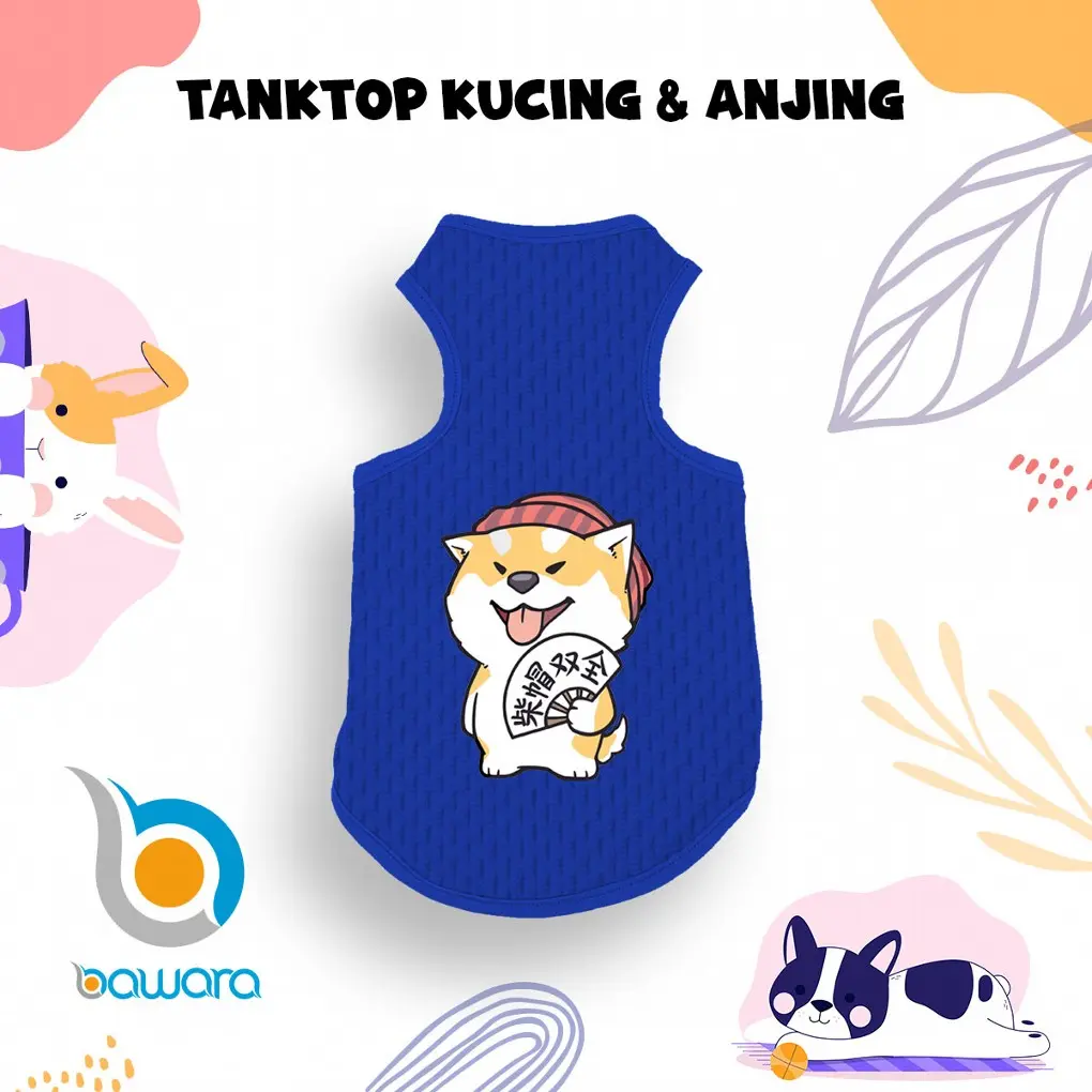 Tanktop Anjing Kucing Monyet Kelinci Tengtop Hewan Kostum Hewan Peliharaan - Gambar Shiba Inu Kipas