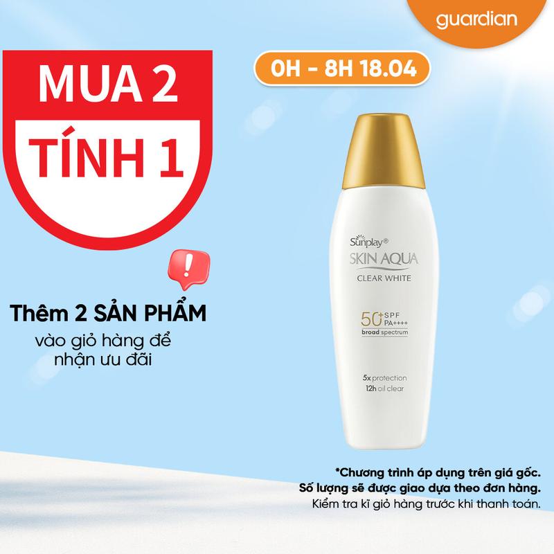 Sữa Chống Nắng Hỗ Trợ Dưỡng Da Trắng Mịn Sunplay Skin Aqua Clear White Spf50+ Pa++++ Guardian 55gr