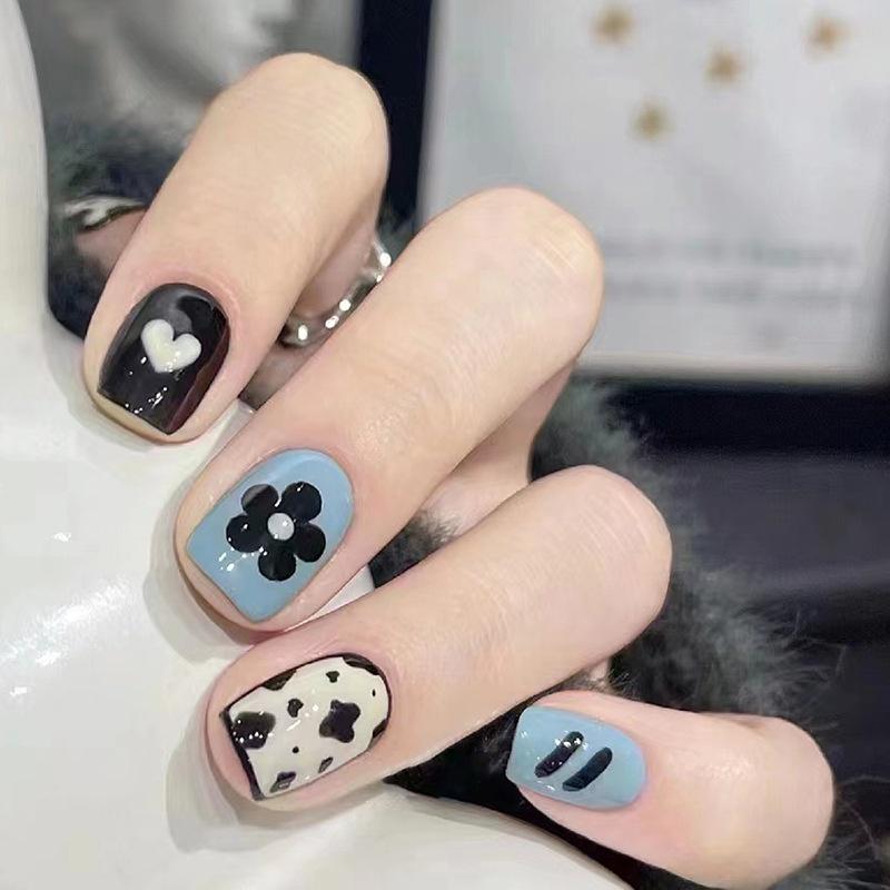 Fake Nails [Strip Packing] 24 Pieces [with Jelly Glue] Color Waterproof False Nails 7