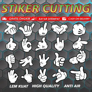 Stiker Cutting Sticker Emot Tangan Jari Keren Murah Anti Air Lem Kuat High Quality