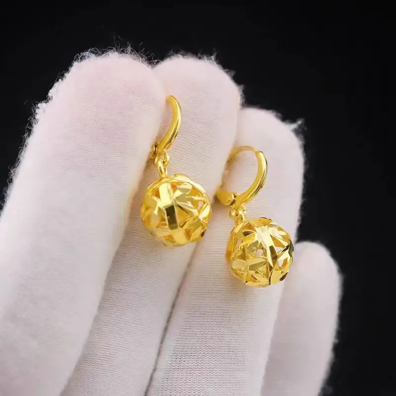 Hoa Tai Nữ, Phong Cách Cổ Điển, Thiết Kế Quả Cầu Bốn Lá, Với Thiết Kế Rỗng Women 6