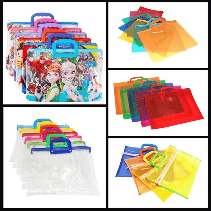 Expanding Colored Long Plastic Envelope with Handle Pushlock and Zipper ...
