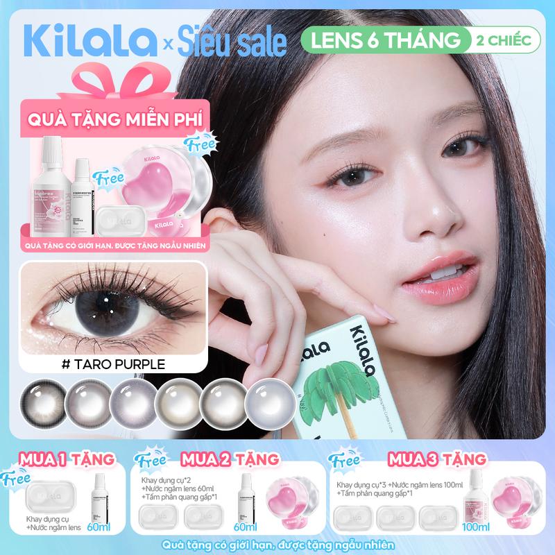 Kính áp tròng Kilala lens 6 tháng màu nâu xám tự nhiên DIA 14.2-14.5mm độ cận 0-7 hiệu ứng mắt sâu tây, lens giãn nhẹ tạo ánh nhìn ấm áp phù hợp mắt to, cải thiện mắt tam bạch