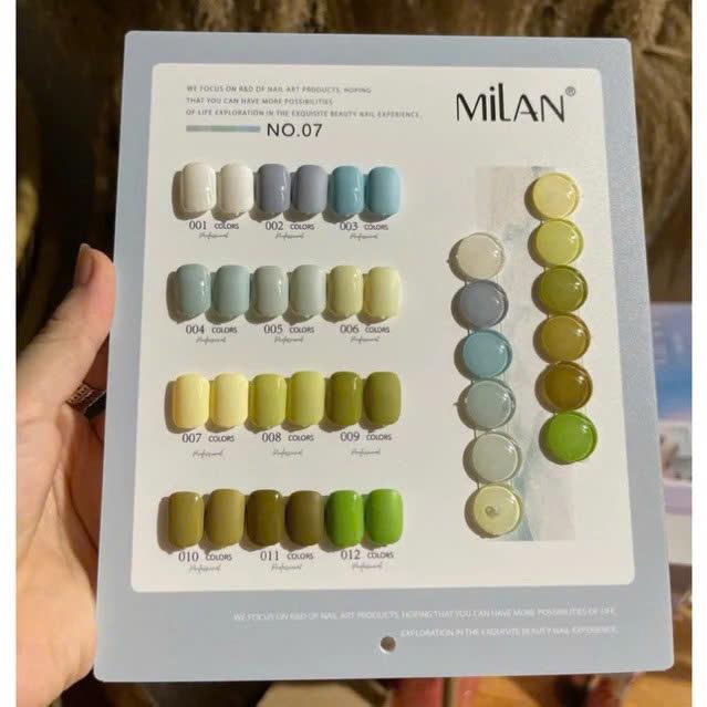 Sét sơn gel 12 màu HOT hãng Milan cao cấp chai 15ml tặng kèm bảng màu Mica xịn